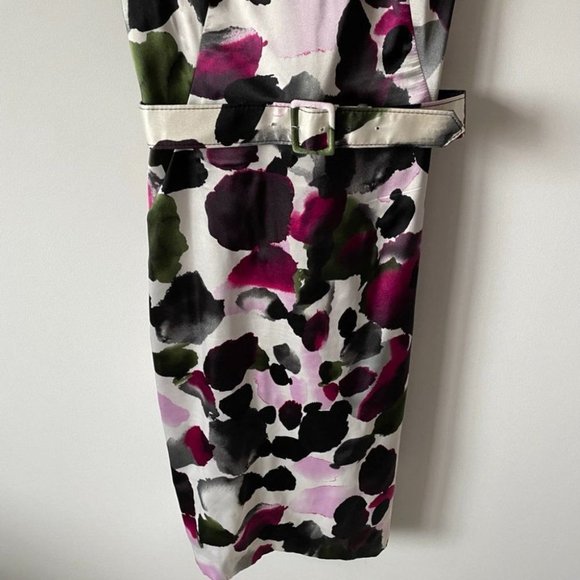 JS Collections Satin Belted Sleeveless Sheath Dress Sz 6 - Picture 3 of 8